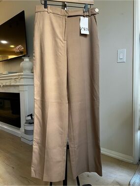 Zara Camel Brown Wide Leg Trousers - Medium